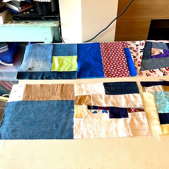 New, Handmade/Hand Cut by Me, Set of Ten, 10 1/4” Scrap Quilt Blocks, Recycling - Picture 2 of 5